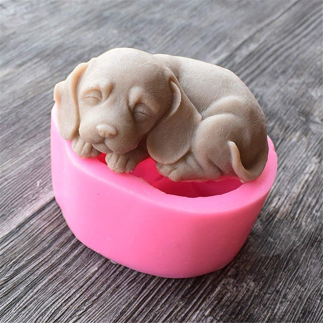 3D Dog Silicone Candle Molds Cute Puppy Soap Molds Chocolate Cake Baking view 2