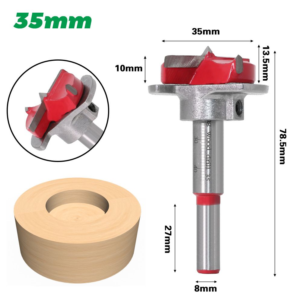 35mm Bit Hinge Boring Hole Saw Drill Bit Tungsten Carbide Woodworking Hole view 3
