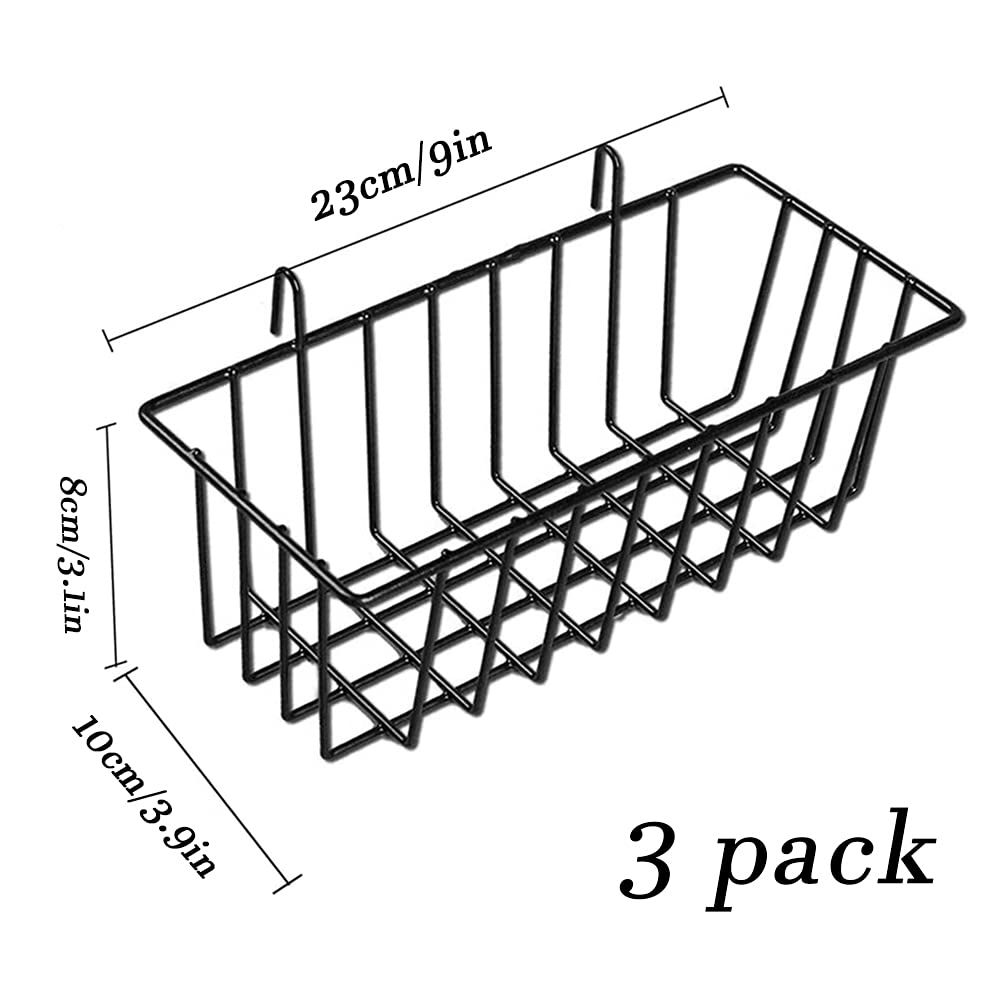 3 Pack Wall Grid Panel Hanging Wire Basket