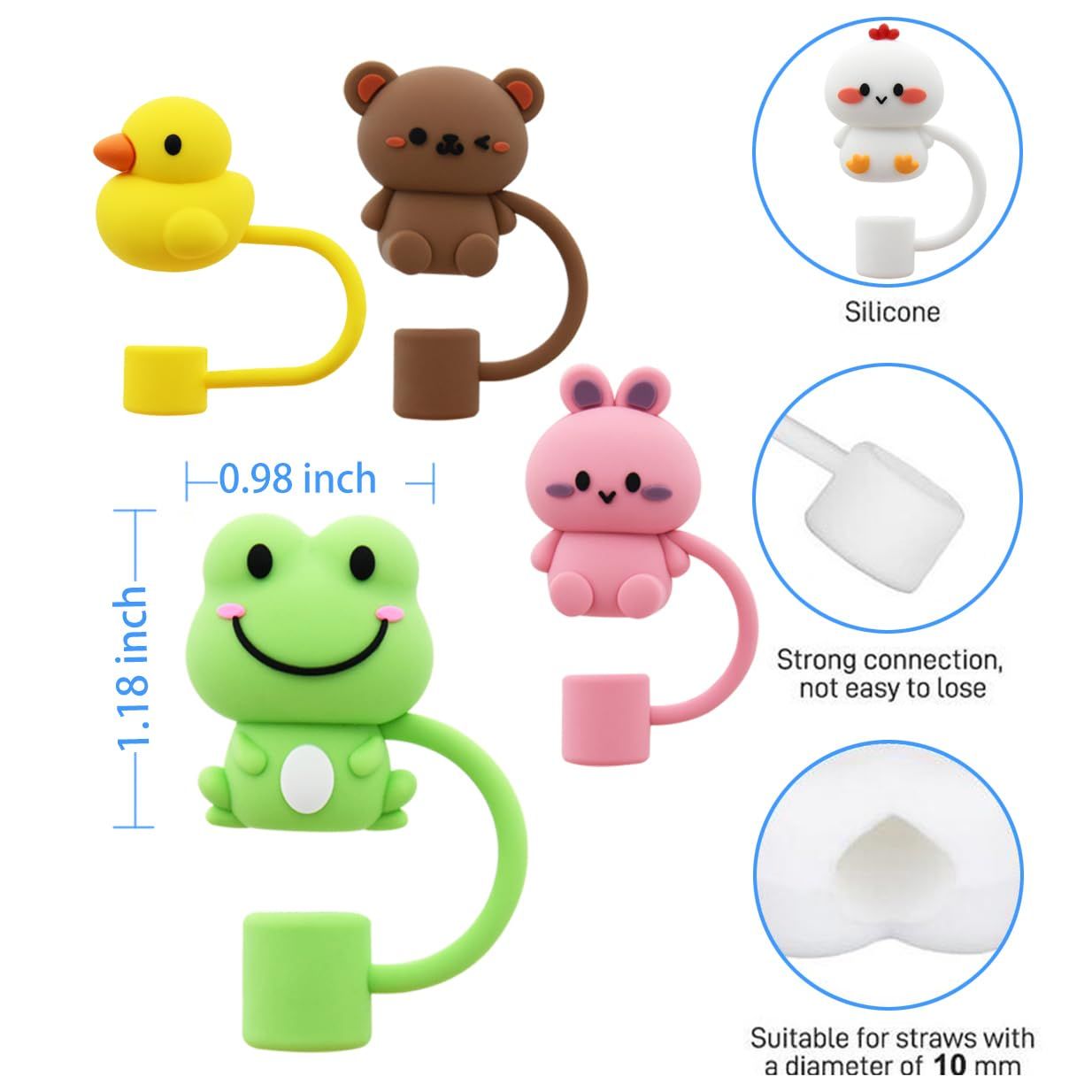 Straw Cover Cap,Silicone Straw Topper Compatible with Tumbler with Handle,10mm view 3