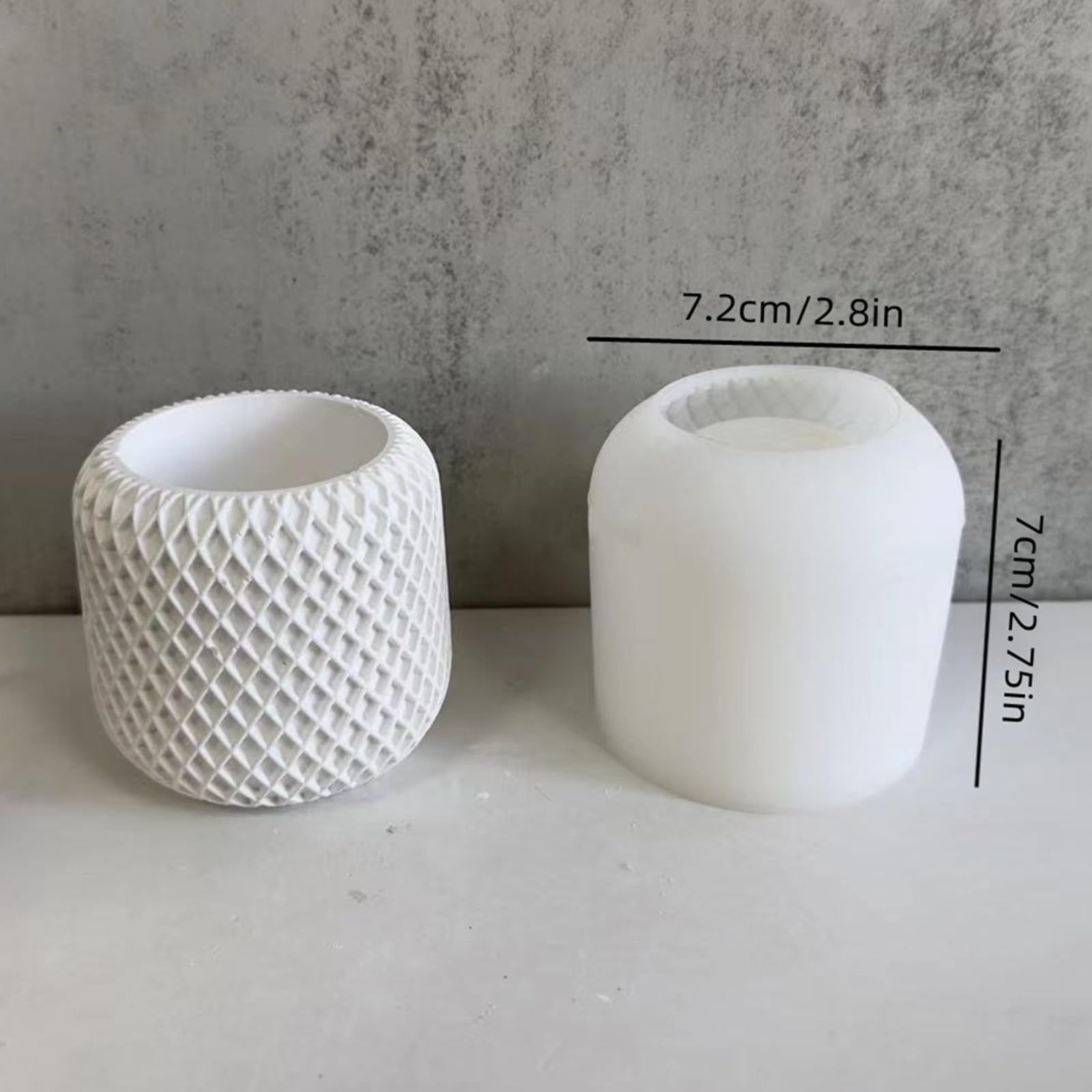 Mesh Round Plaster Flower Pot Candle Jar Silicone Mold Succulent Planter Vase view 2
