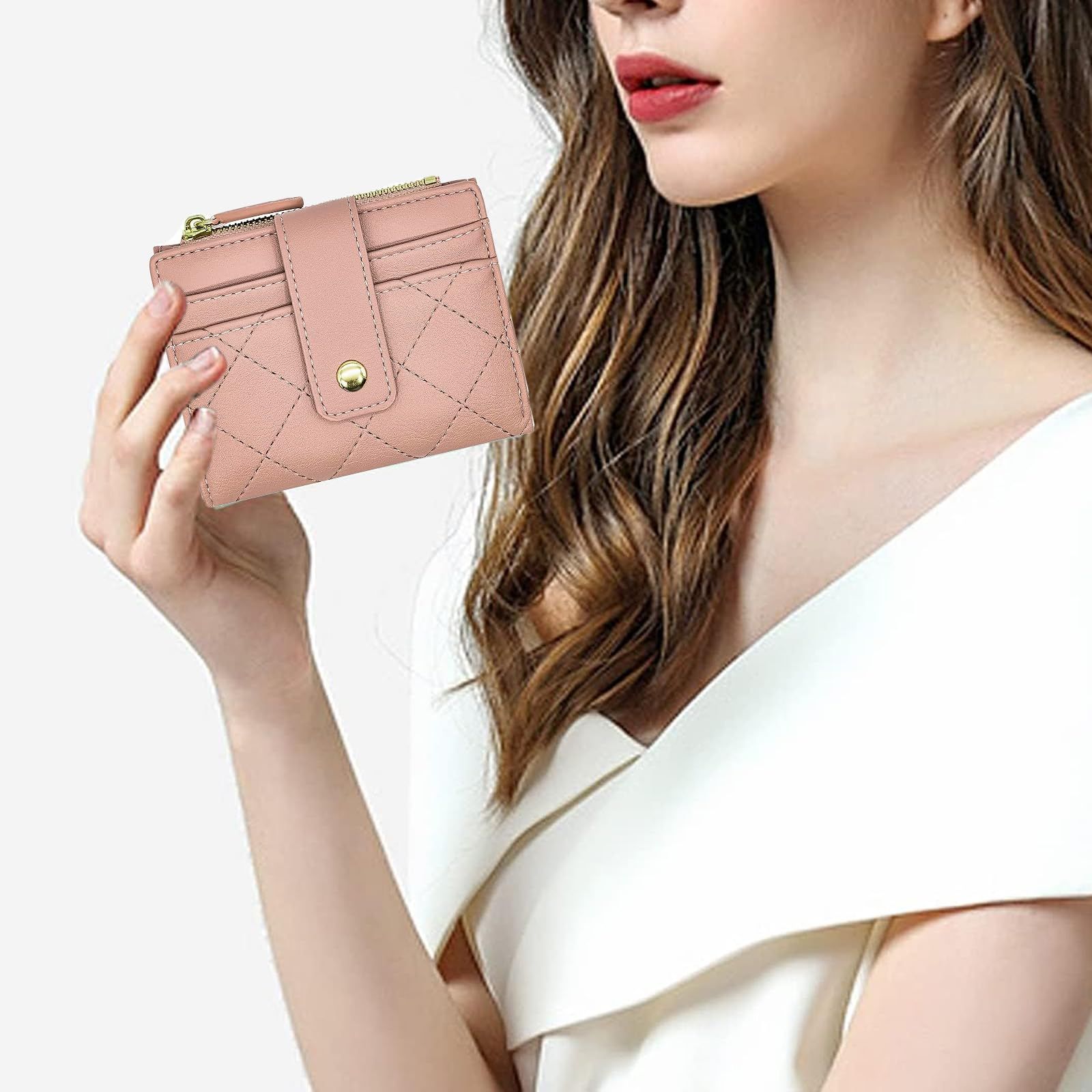 Small Wallet for Women, Credit Card Wallet with ID Window and Zipper Pocket PU view 3