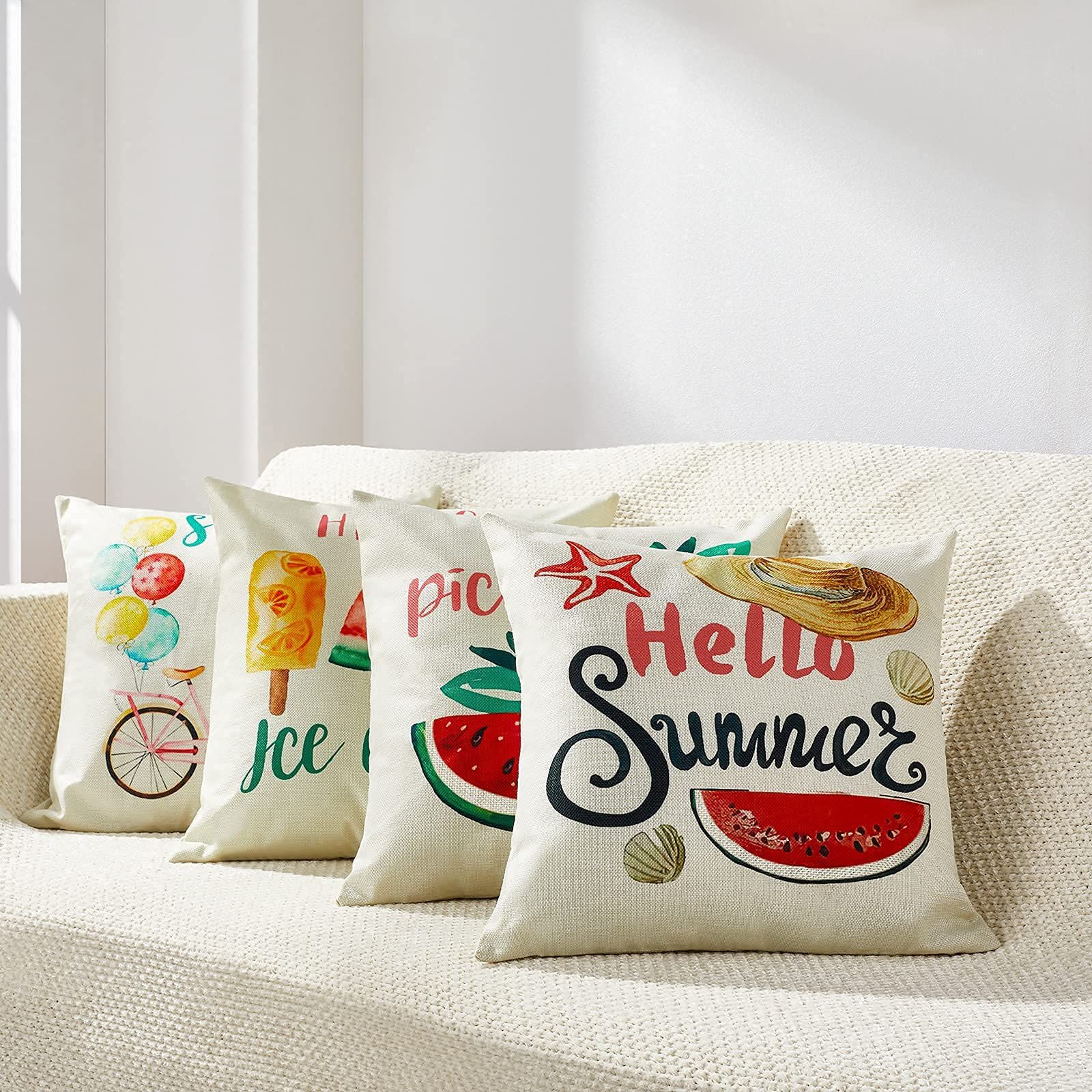 Summer Pillow Covers 18x18: Watermelon Decorative Pillow Covers Farmhouse view 3
