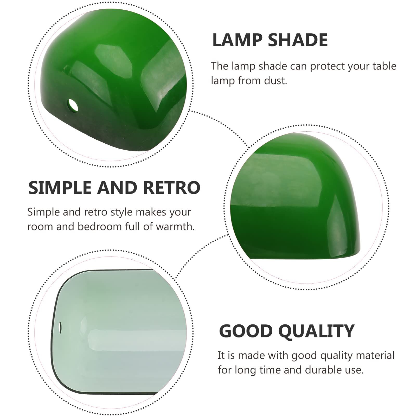 Table Lamp Replacement Shade Retro Green Glass Lampshade Square Vintage Desk view 2