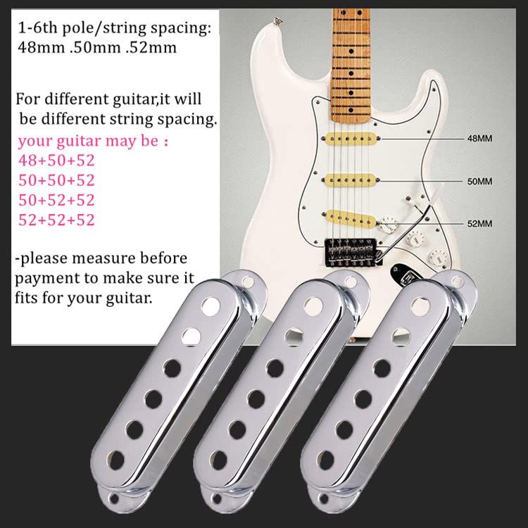3pcs Different Brass Single Coil Pickup Covers For Fender Electric Guitar
