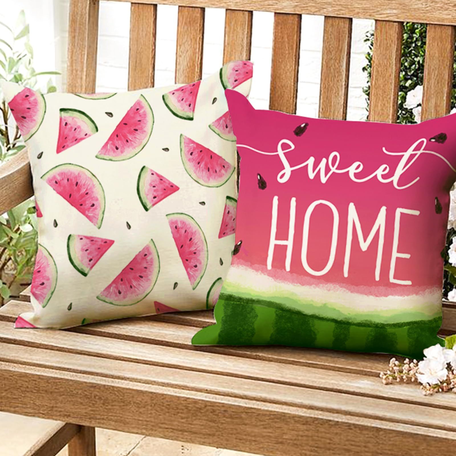 Summer Throw Pillow Covers Watercolor Watermelon Pillow Case 18 x 18 Inch view 2