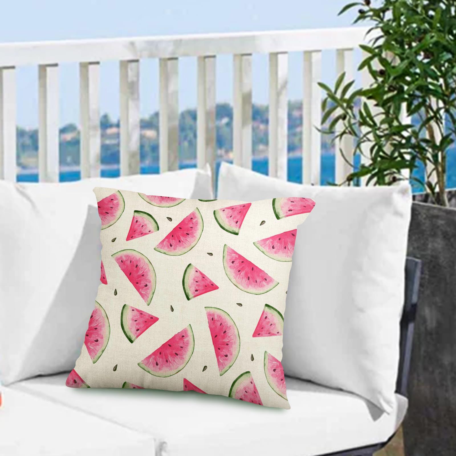 Summer Throw Pillow Covers Watercolor Watermelon Pillow Case 18 x 18 Inch view 4