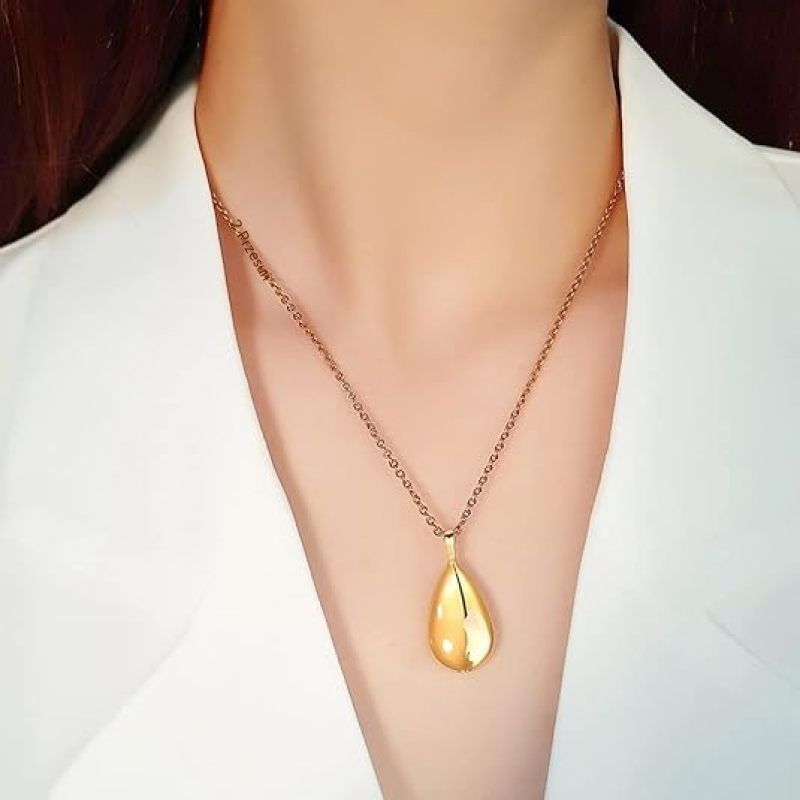 Carved Teardrop Keepsake Ashes Necklace Urn Pendant Cremation Memorial view 3