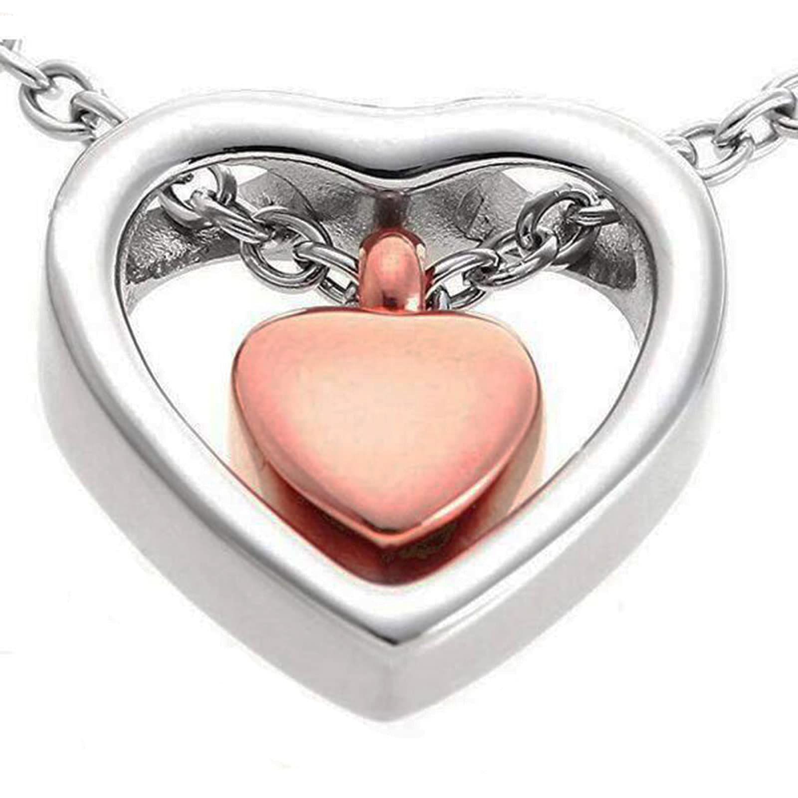 Love Heart Cremation Jewelry Rose Gold Plated Urn Necklaces for Ashes Memorial view 2