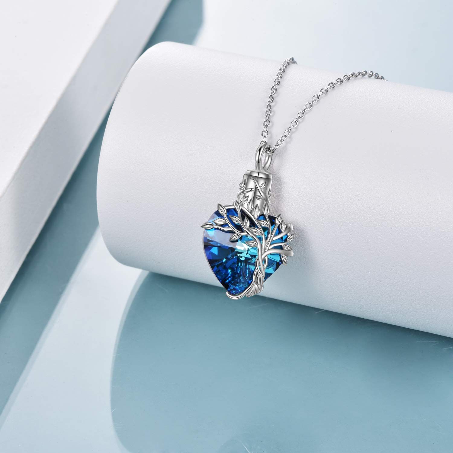 Necklace for Ashes Sterling Silver Cremation Jewelry with Crystal w/Funnel view 2