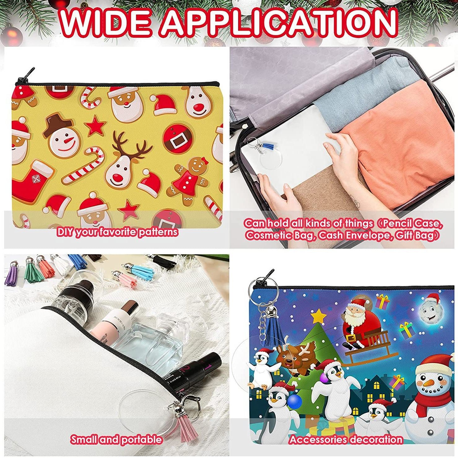 Heat Transfer Canvas Bag Girl Cosmetics Bag DIY Crafts Zipper Bag Cosmetics view 3