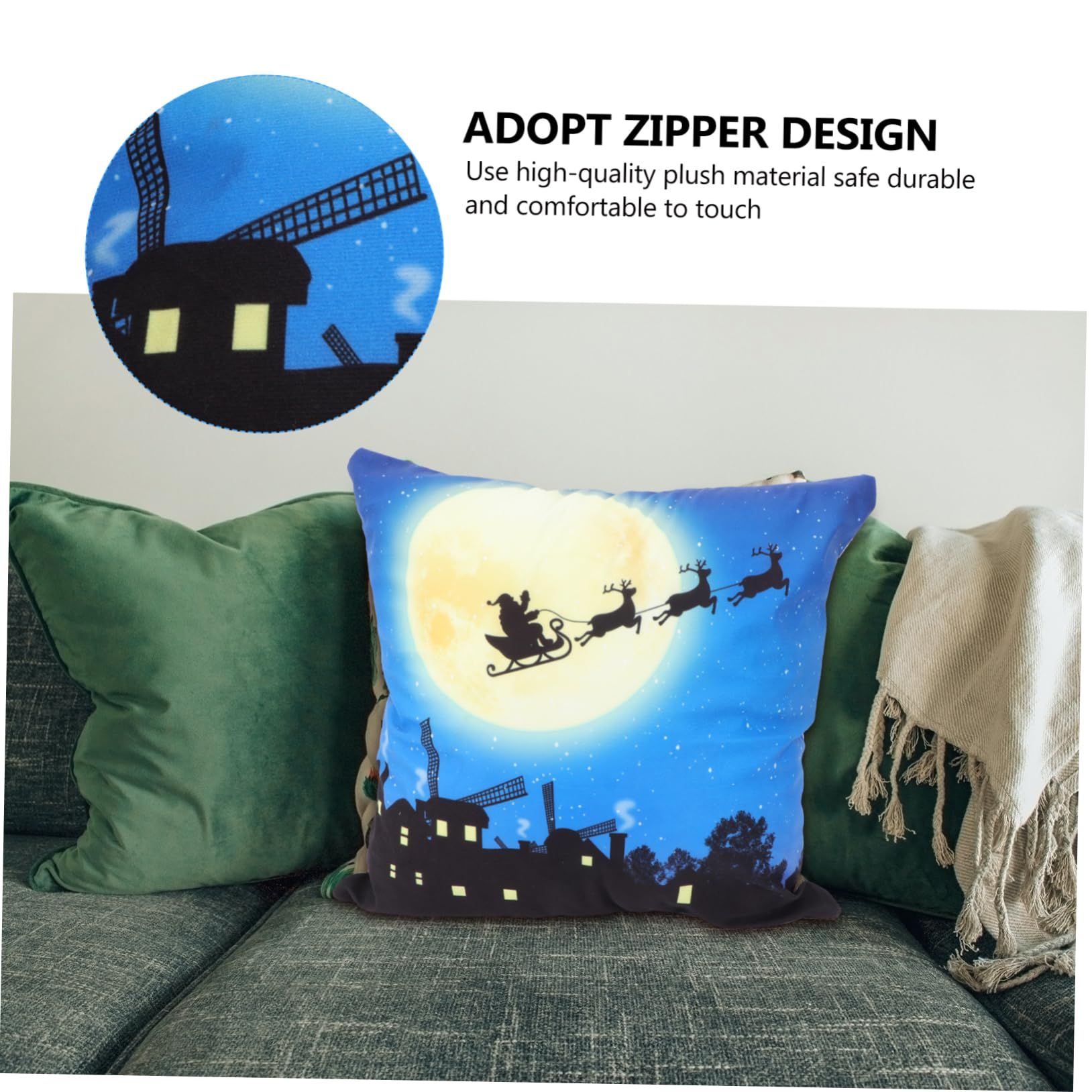 1pc Lantern Christmas Pillow Decorative Cover Pillow Cover Throw Pillow Case — image 1