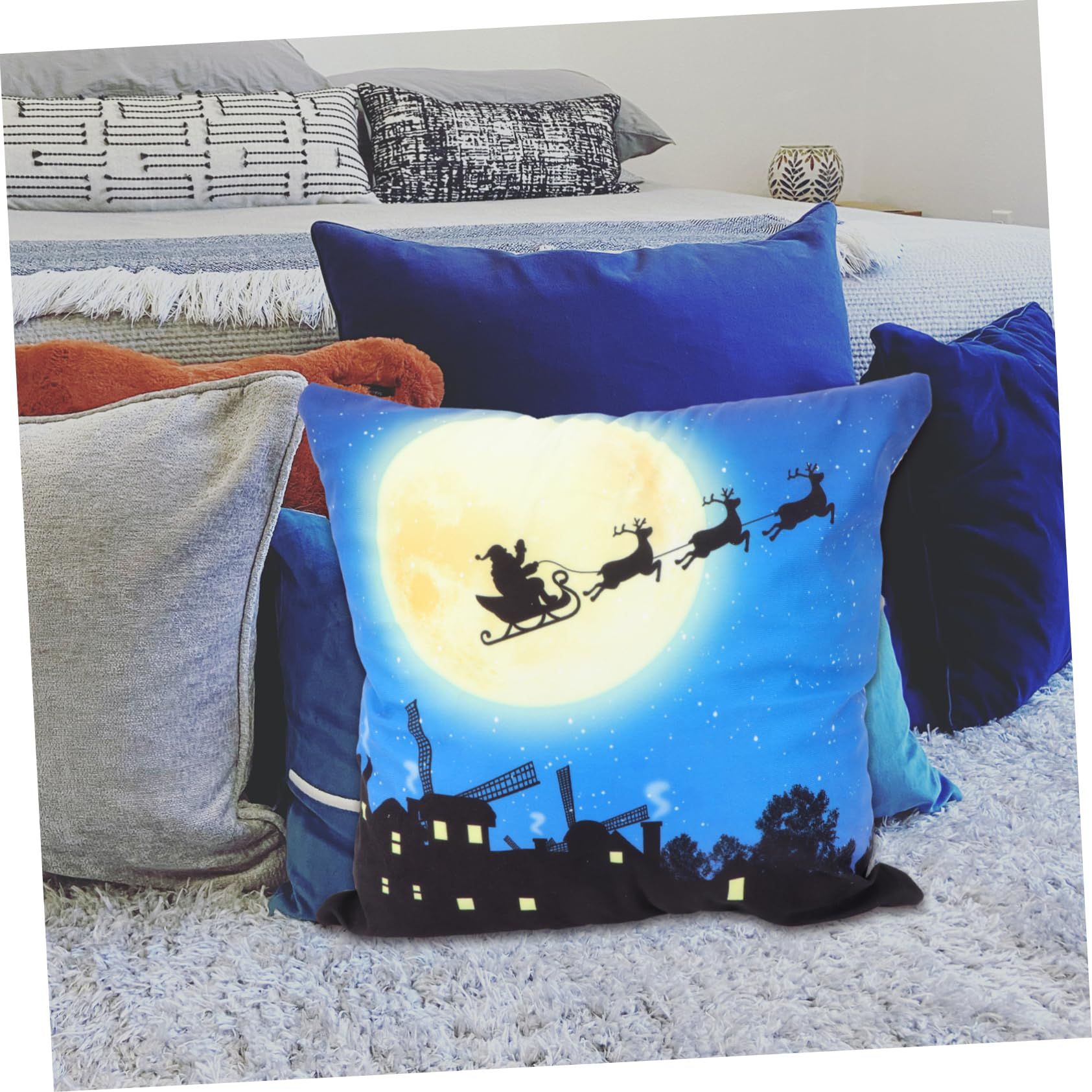 1pc Lantern Christmas Pillow Decorative Cover Pillow Cover Throw Pillow Case view 4
