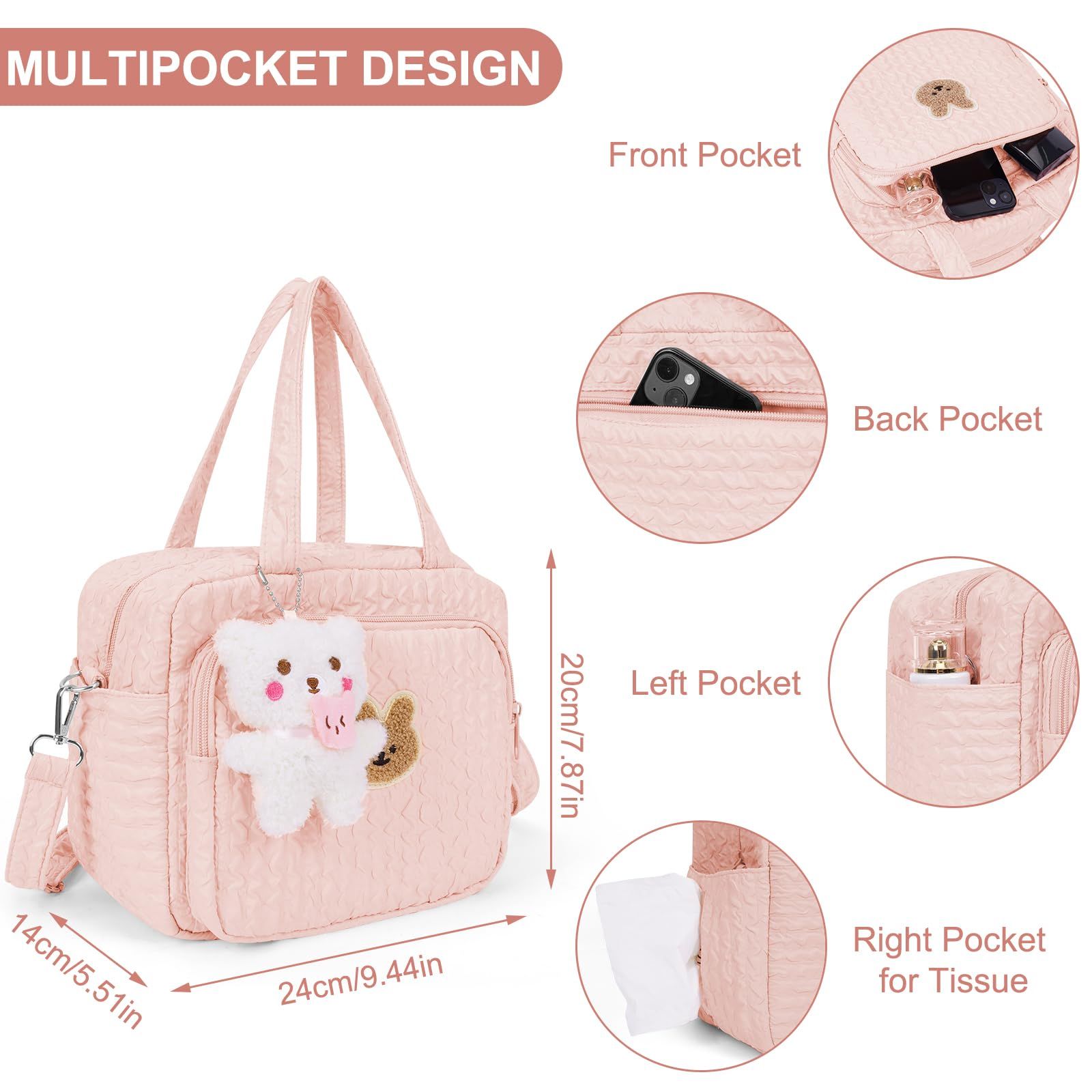 Baby Diaper Bag Tote, Mommy Bag Cute Baby Nappy Bag Crossbody Travel Diaper — image 1