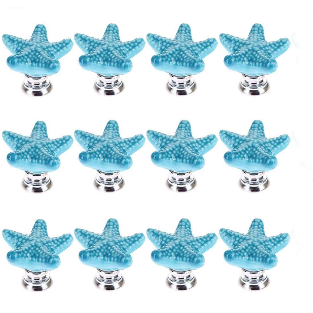 Ceramic Starfish Drawer Pulls Handles for Nursery Dresser Cupboard Wardrobe