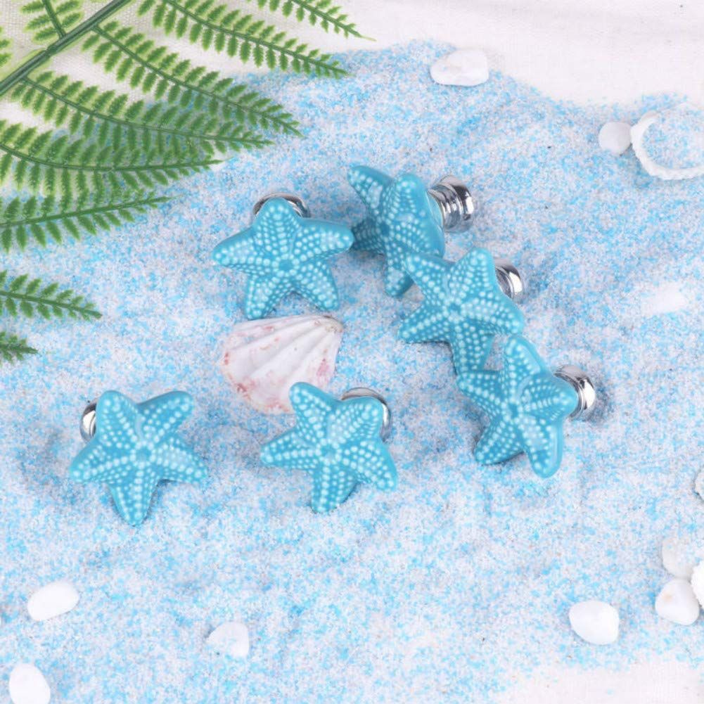 Ceramic Starfish Drawer Pulls Handles for Nursery Dresser Cupboard Wardrobe view 2