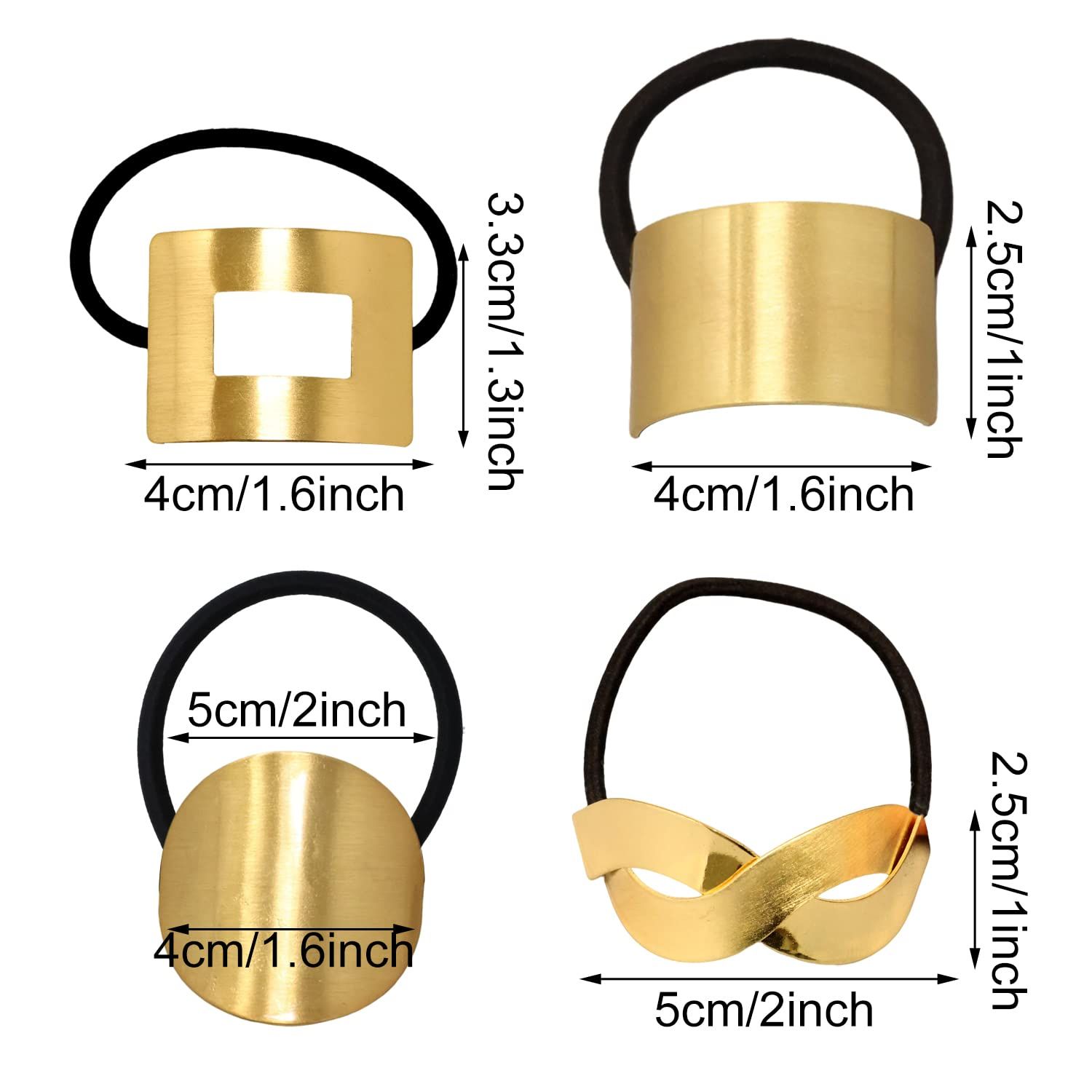 4PCS Fashion Cool Metal Geometric Elastic Hair Ties view 2
