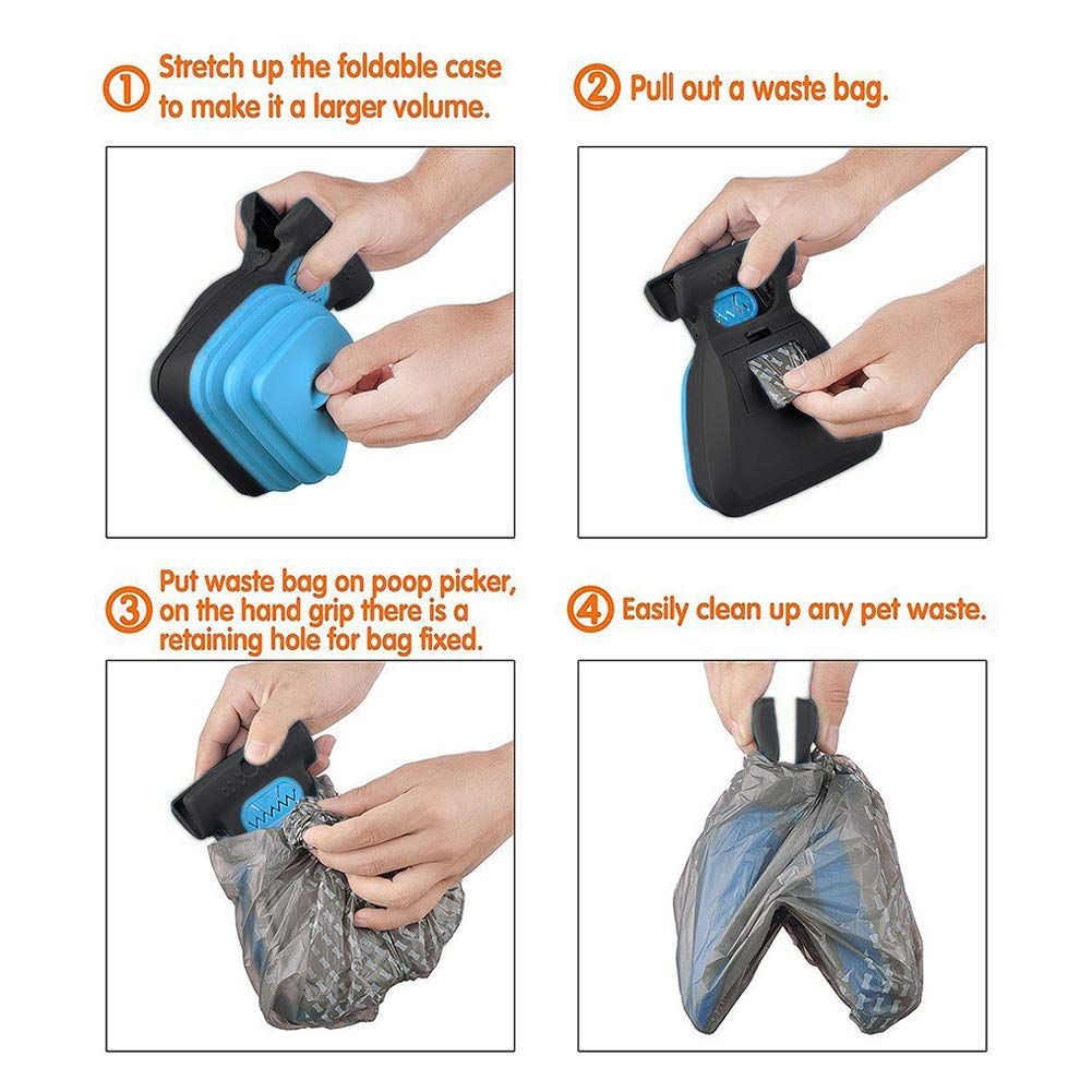 Dog Pet Travel Foldable Pooper Scooper With 1 Roll Decomposable bags Poop view 2
