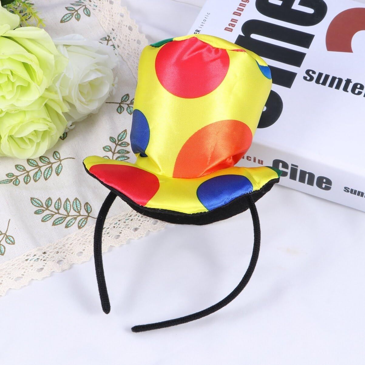 Headband Clown Top Hat Headband Carnival Costume Funny Performance Props plush view 5