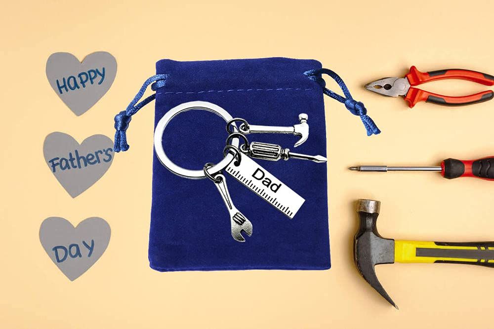 Keychain with Ruler Hammer Wrench Screwdriver Gifts for Dad view 2