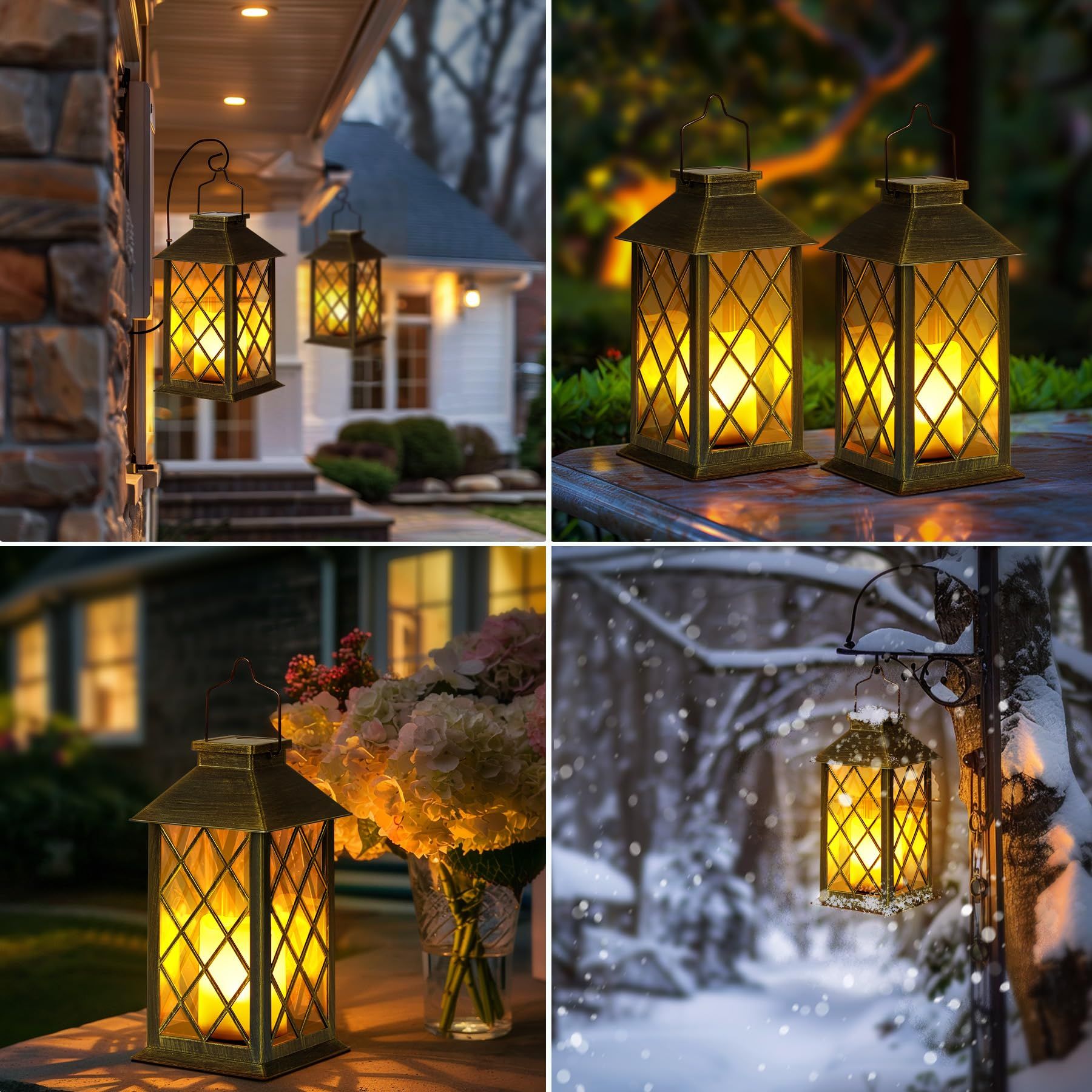 2Pack Solar Lantern , Outdoor Garden Hanging Lanterns, 3X Longer Waterproof view 2