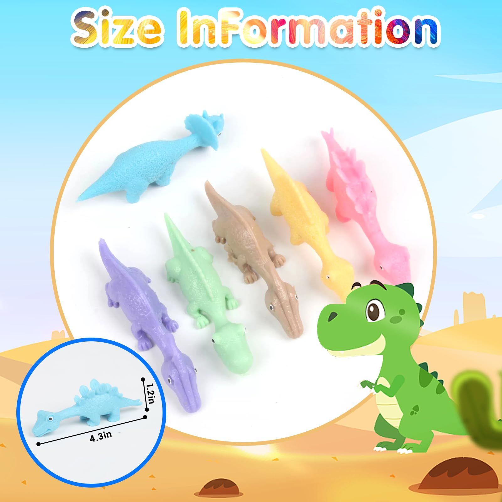 24PCS Rubber Flving Dinosaur Toys Finger Slingshot Animal Toys Animal view 2
