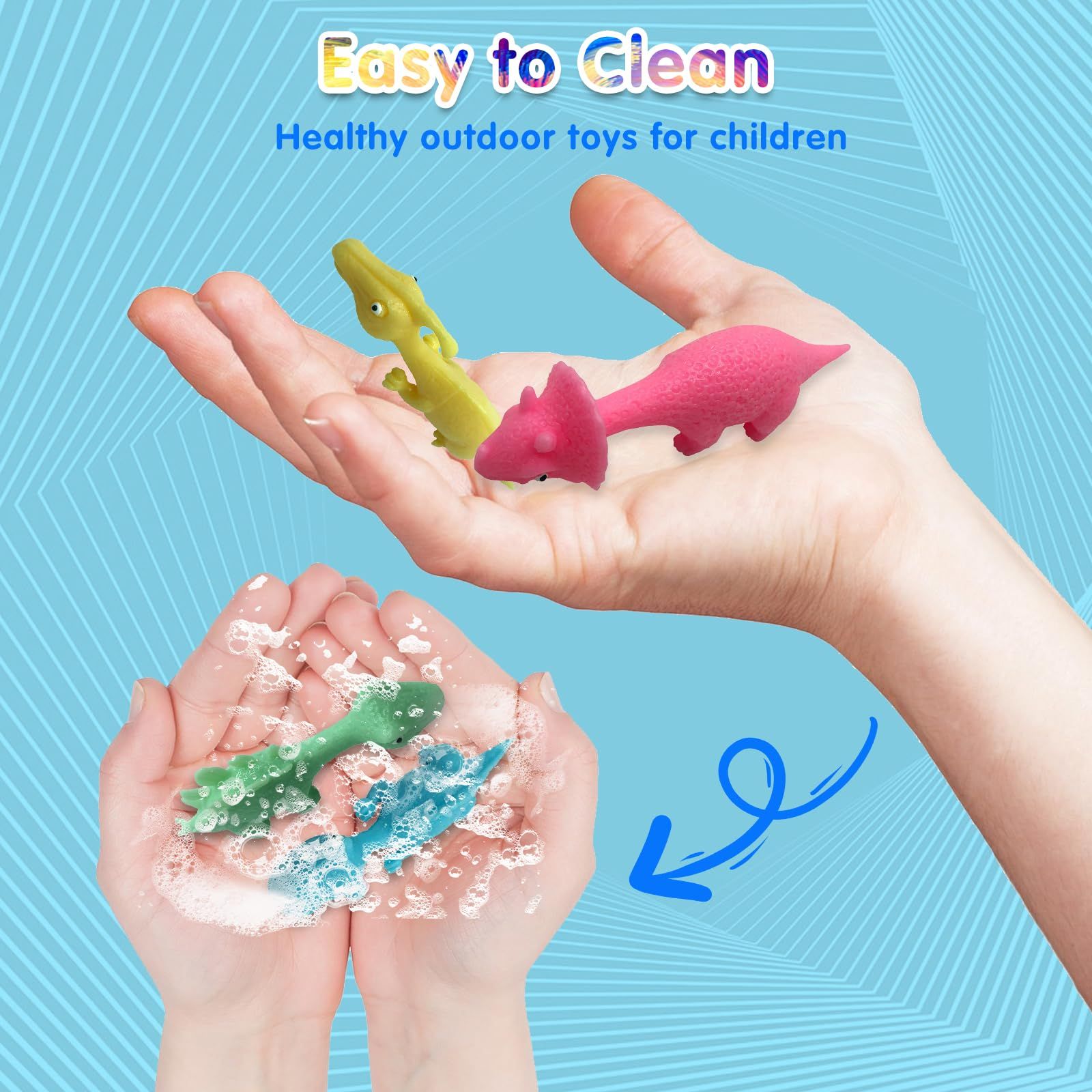 24PCS Rubber Flving Dinosaur Toys Finger Slingshot Animal Toys Animal view 3