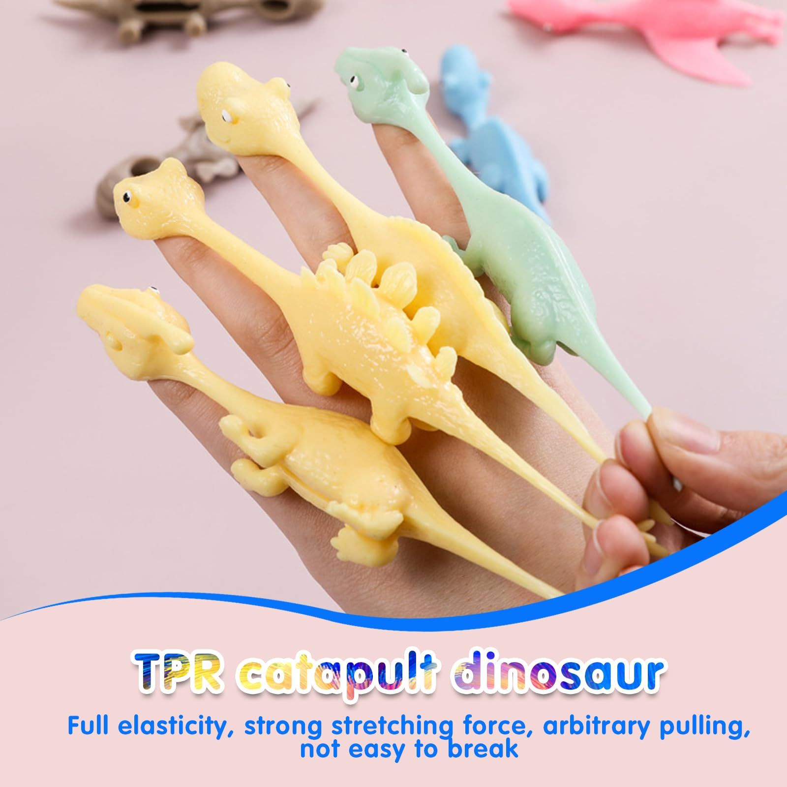 24PCS Rubber Flving Dinosaur Toys Finger Slingshot Animal Toys Animal view 4