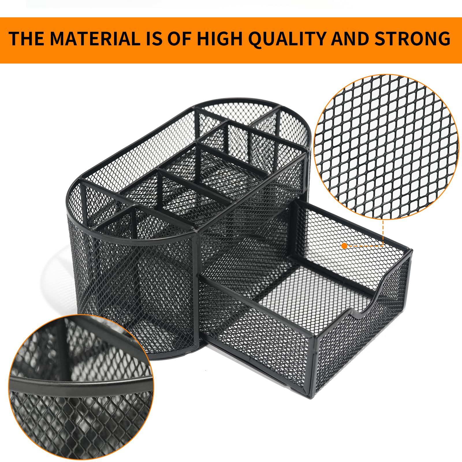 Office Supplies Mesh Desktop Organizers with Sticky Notes Pen Holder Pencil view 5