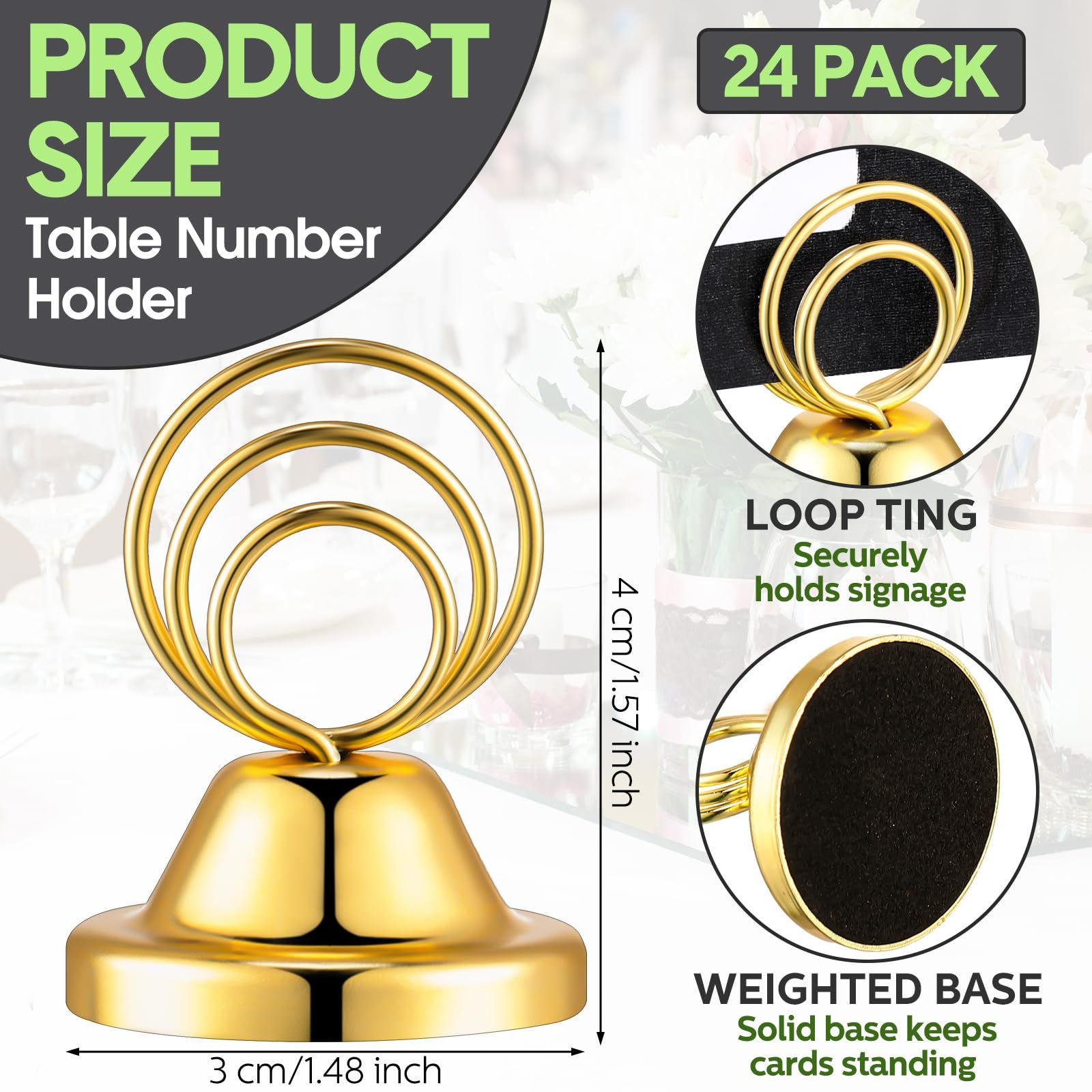 24 Pcs Gold Table Number Holders Wire Picture Holder Small Size Table Card view 5