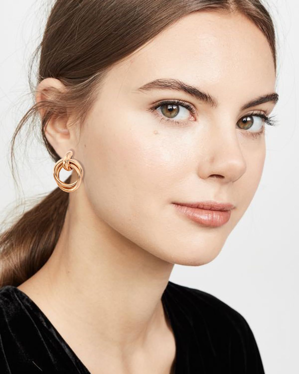 Chunky Gold Knot Heart Earrings for Women Minimalist Drop Dangle Statement view 3