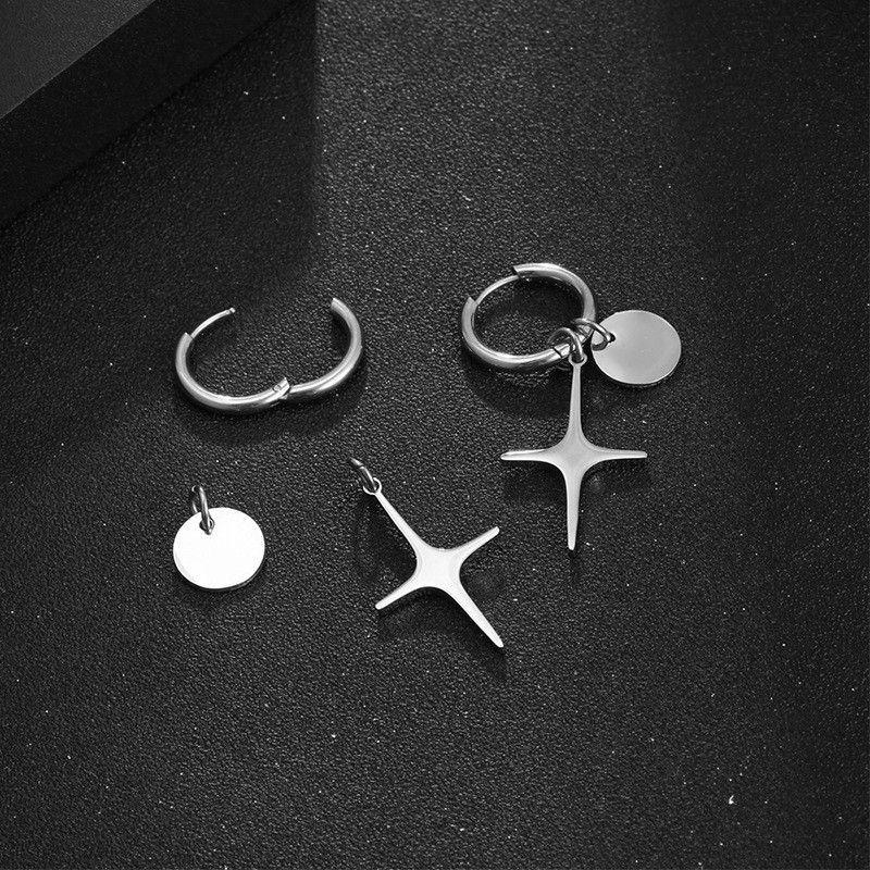 Silver Cross Earrings, Minimalist Cross Charm Dangle Drop Earrings Women Men view 3