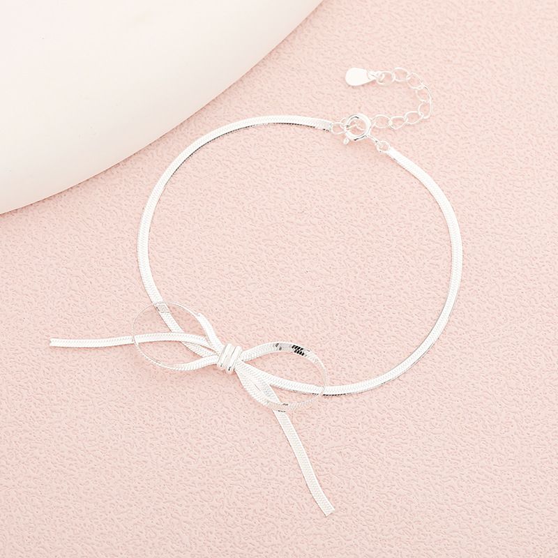 Simple Bow Pendant Necklaces for Women-Bow Necklace and Bracelet Jewelry Set view 5