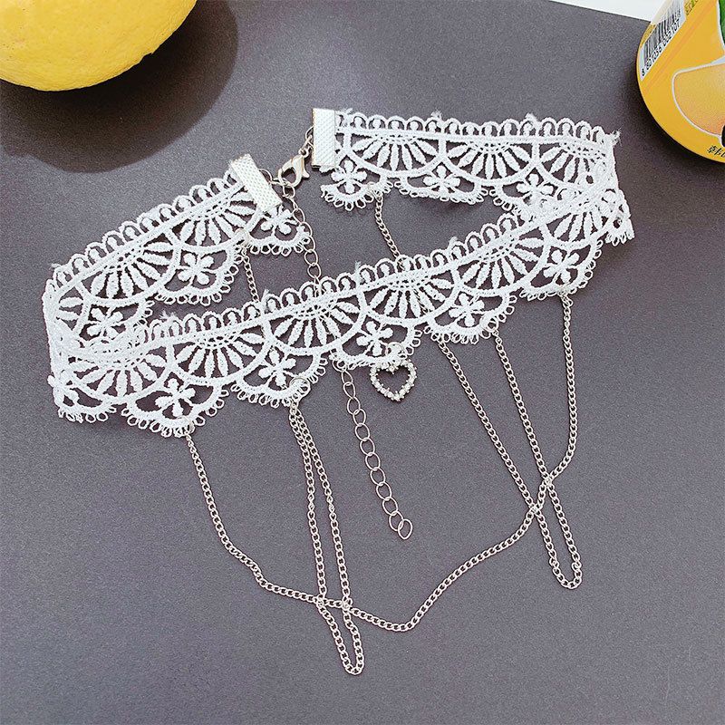 Lace Gothic Style Tassel Pendant Choker Lace Choker Necklace Gothic Jewelry view 2