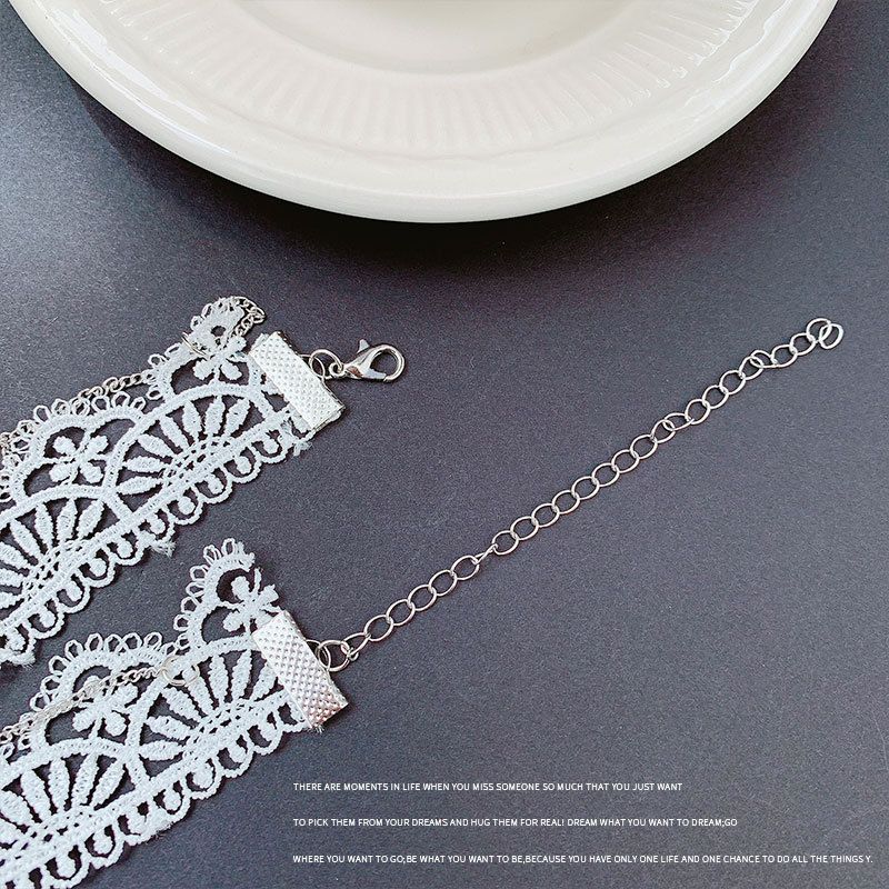Lace Gothic Style Tassel Pendant Choker Lace Choker Necklace Gothic Jewelry view 3