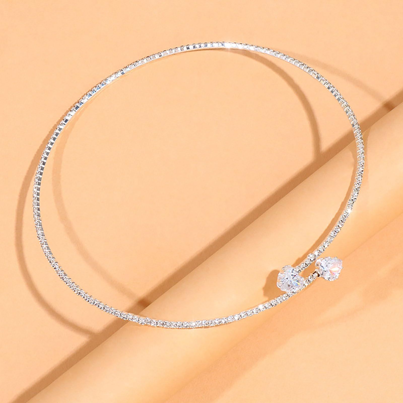 Choker Necklaces Adjustable Crystal Party Necklace Sparkle Wedding Neckalce view 2