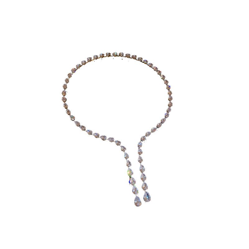 Rhinestone Choker Necklaces Crystal Rhinestone Necklace Y Teardrop Necklace — image 1