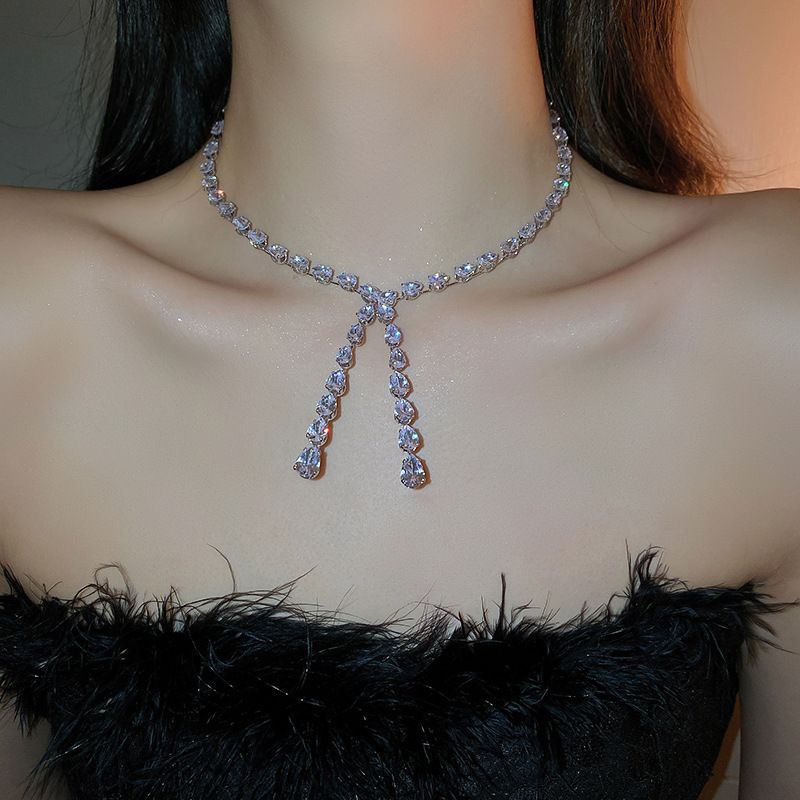 Rhinestone Choker Necklaces Crystal Rhinestone Necklace Y Teardrop Necklace view 4