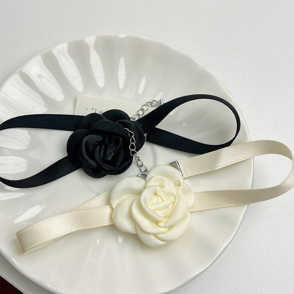 2PCS Flower Choker Necklaces for Women Rose Choker Necklace Rosette Camellia view 2