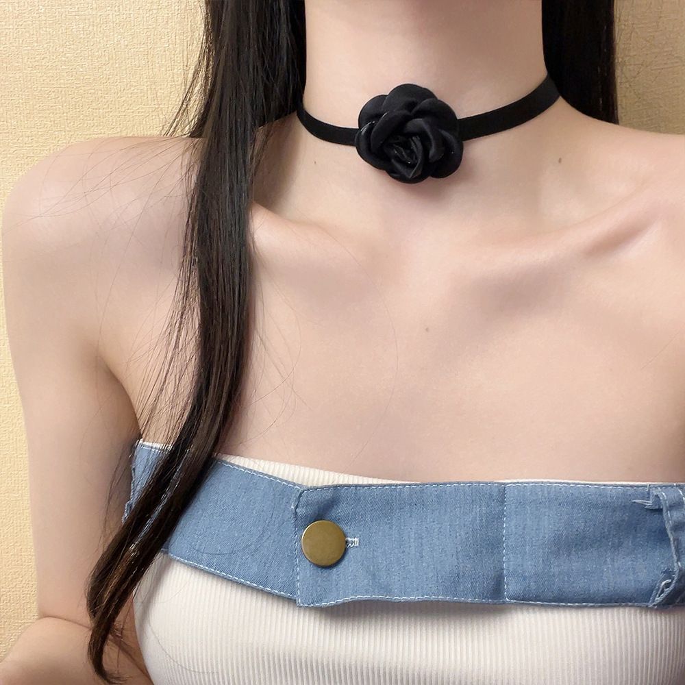 2PCS Flower Choker Necklaces for Women Rose Choker Necklace Rosette Camellia view 4