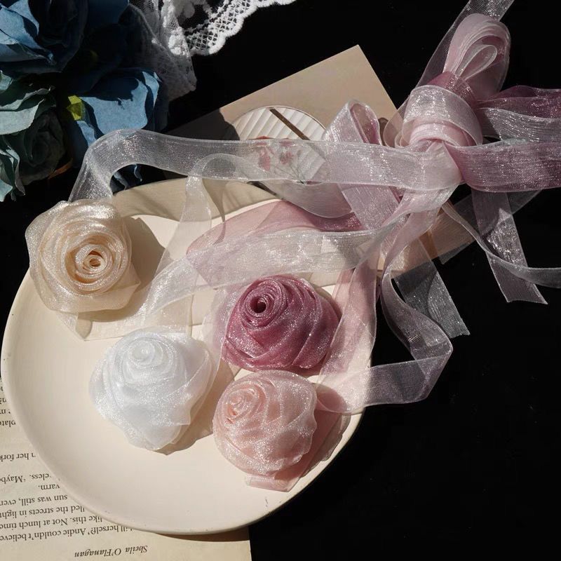 3PCS Bohemian Lace Flower Collar Choker Necklace Soft Flower Tie Necklace view 3