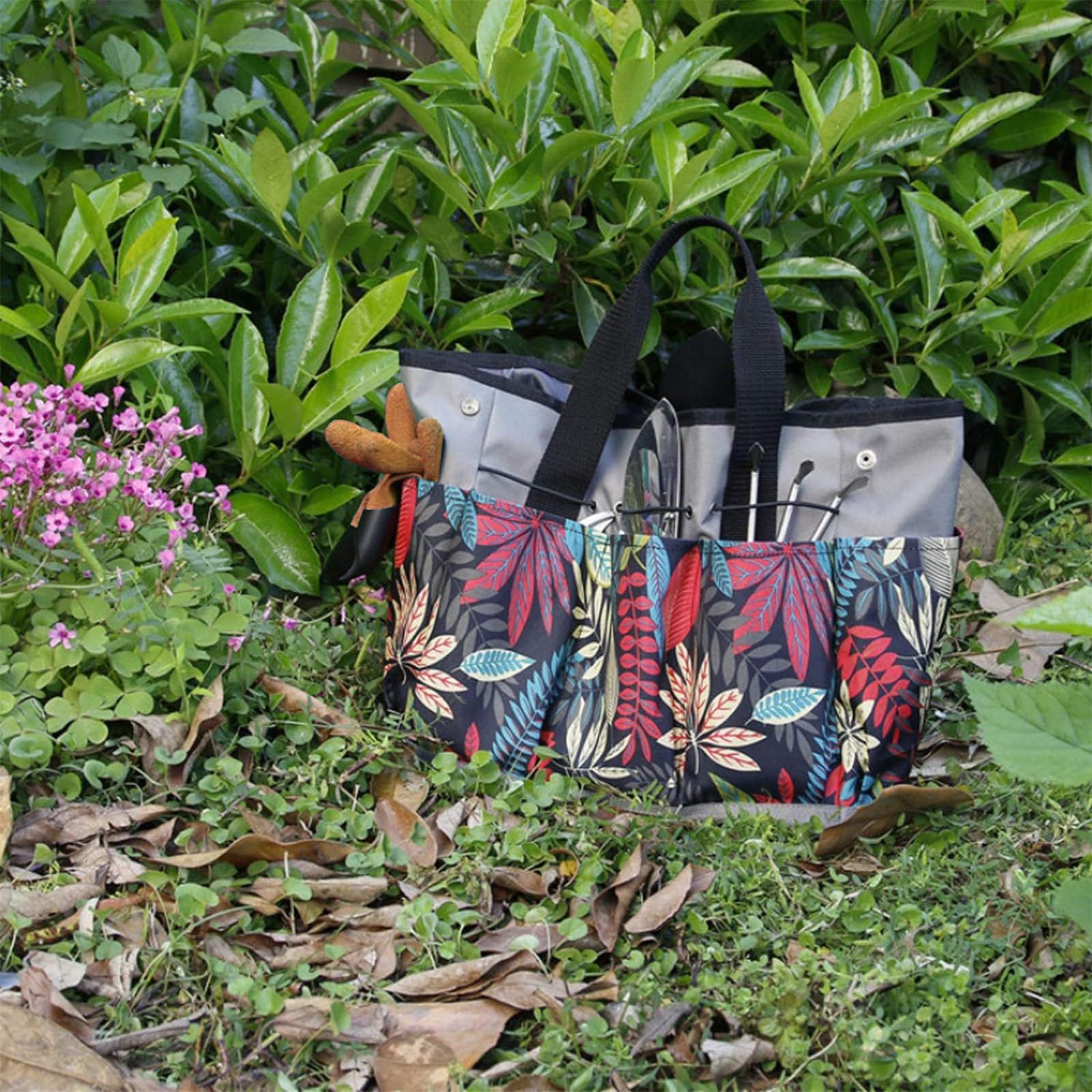 Garden Tool Bag, Garden Tote Storage Bag with 8 Pockets, Women Men Garden view 4