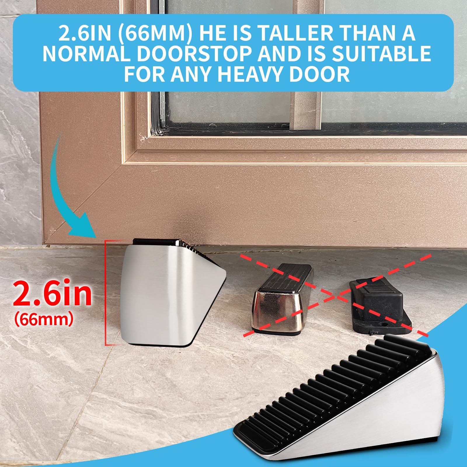 Strongest Large Door Stopper - Heavy Duty Tall Door Stop Wedge Door Stoppers view 4