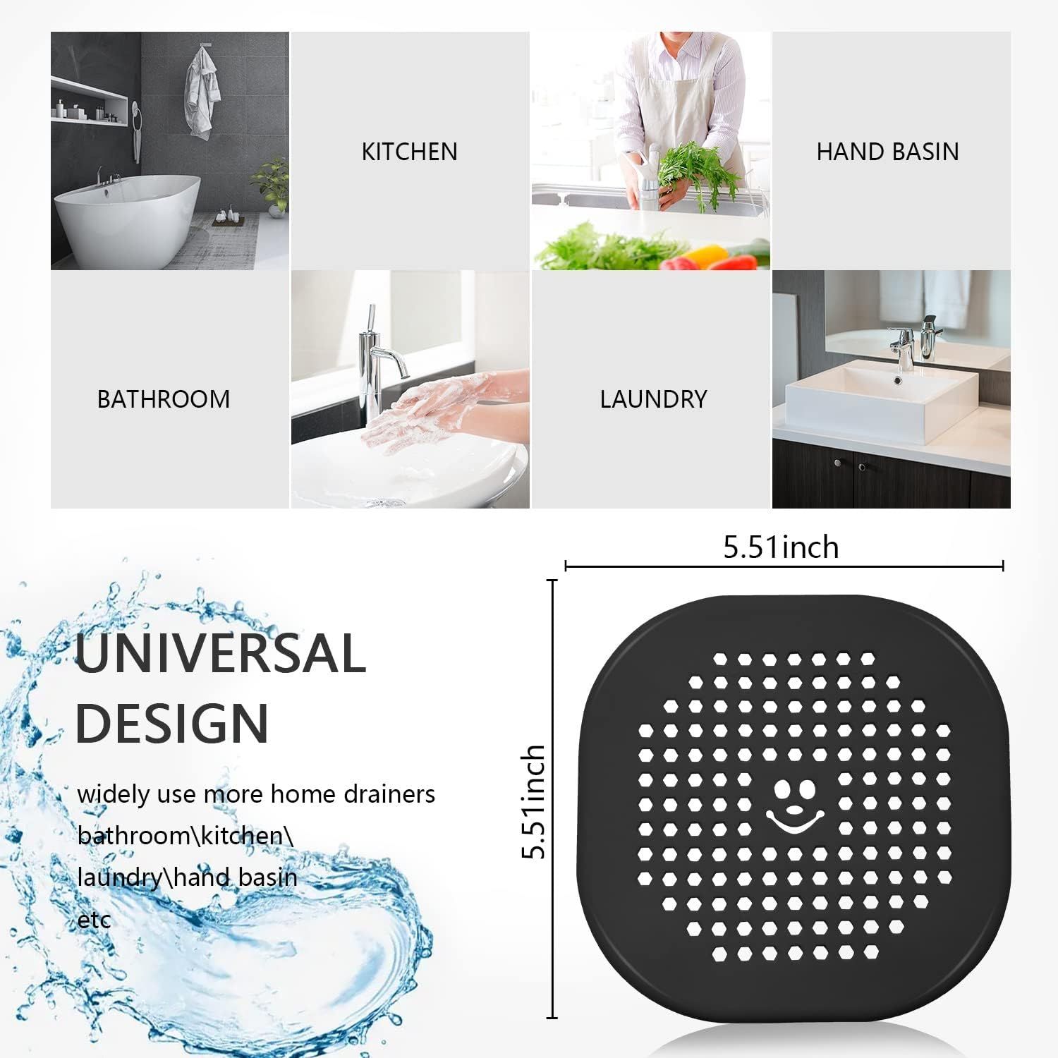 2 Pack Drain Cover Hair Catcher Silicone Drain Protector Hair Stopper for view 4