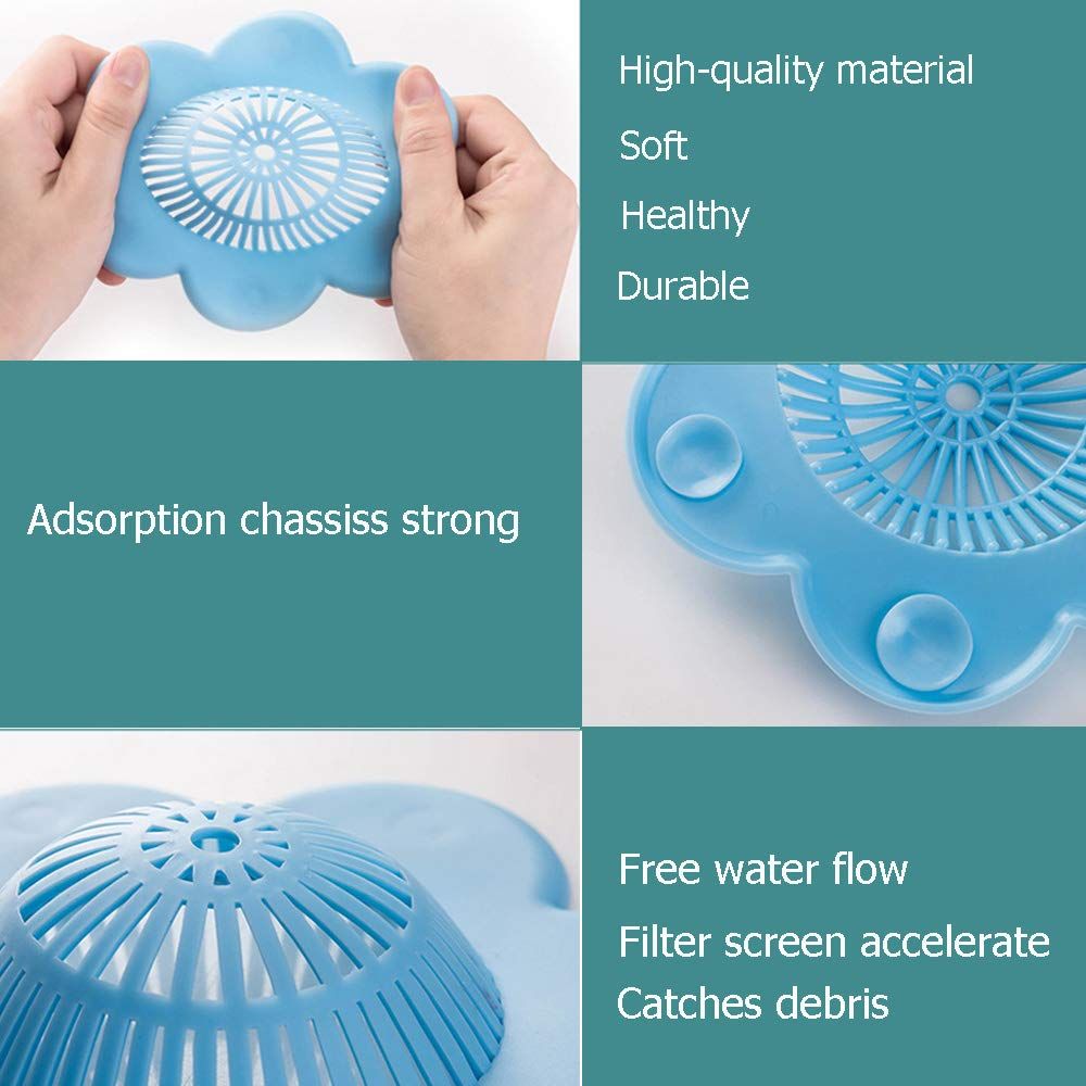 Hair Catcher Silicone Hair Stopper Shower Drain Covers with Suction Cups Suit view 3