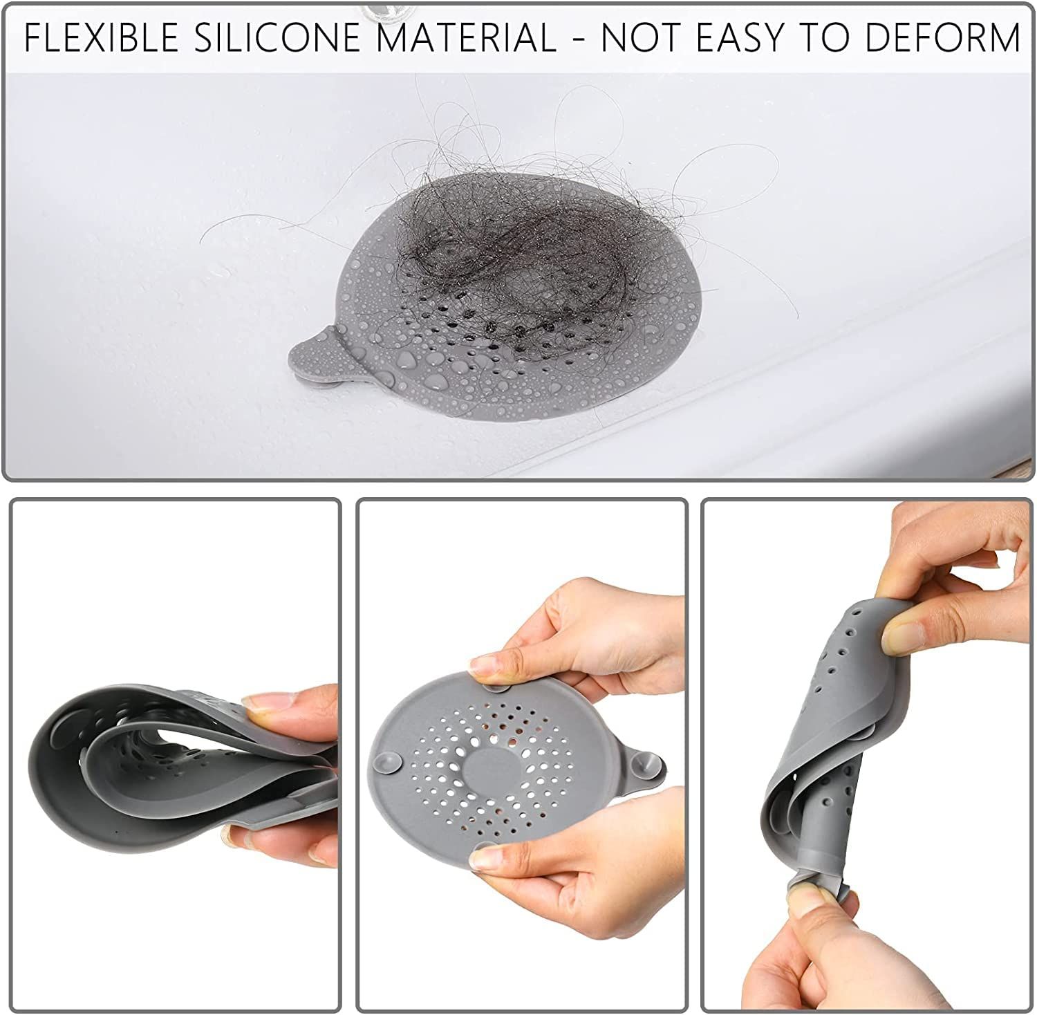 Silicone Shower Drain Hair Stopper for Bathroom Kitchen Shower Easy to Clean view 2