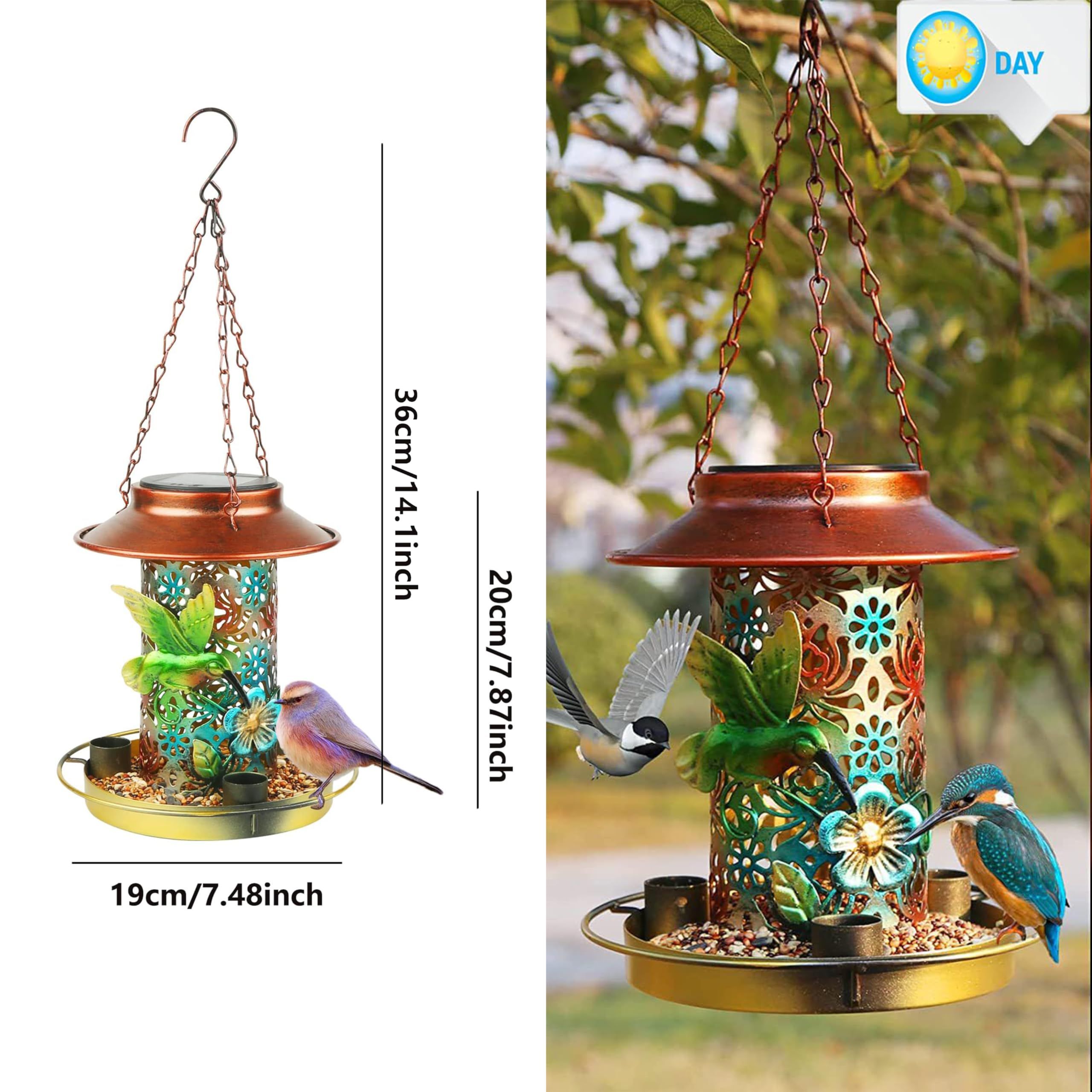 Solar Bird Feeder for Outdoors Hunging view 5