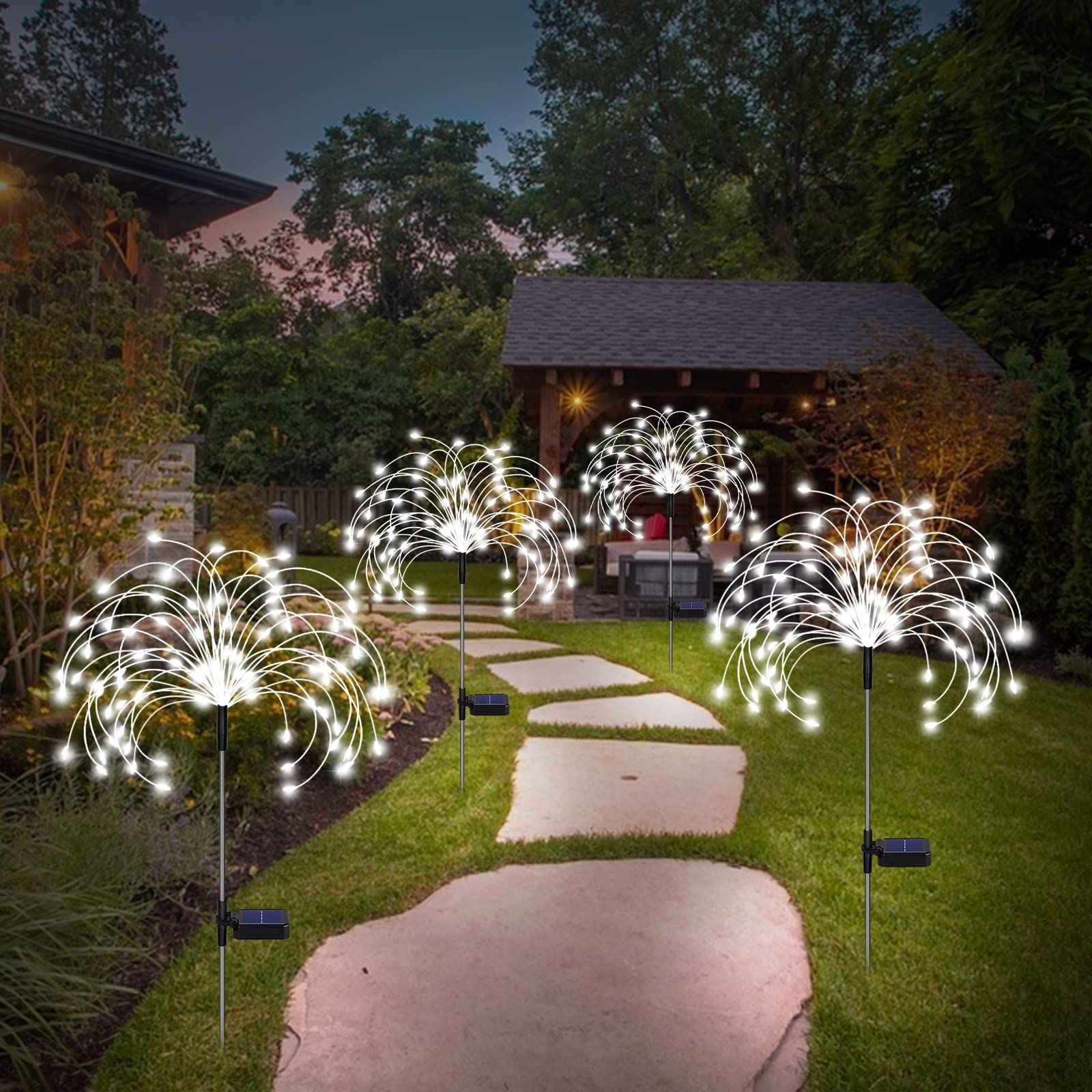 Solar Firework Lights, Garden Lights 4 Pack 120 LED Decorative Lights, Solar view 2