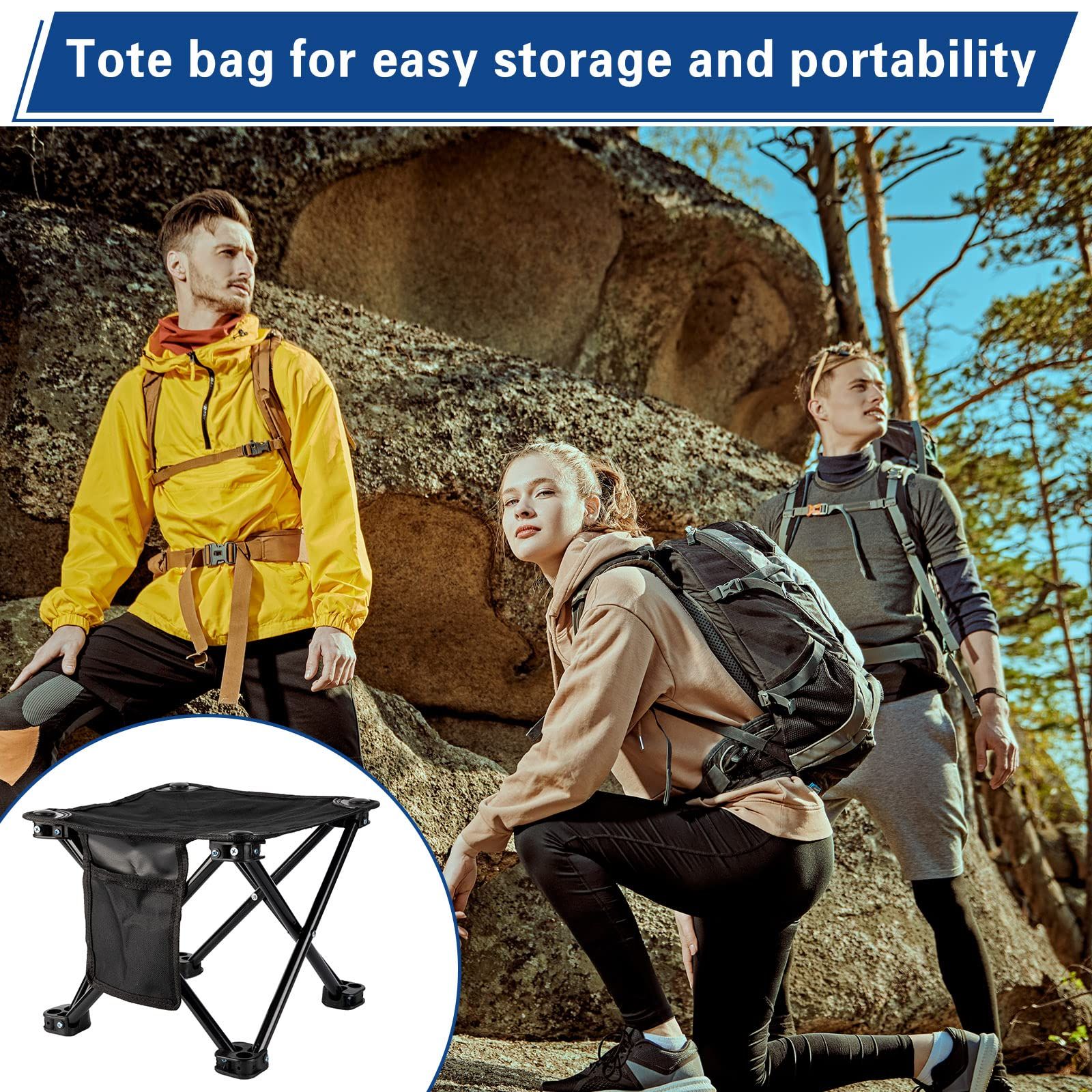 2 Pcs Camping Stool Small Lightweight Sturdy Portable Stool with Side Pocket view 2