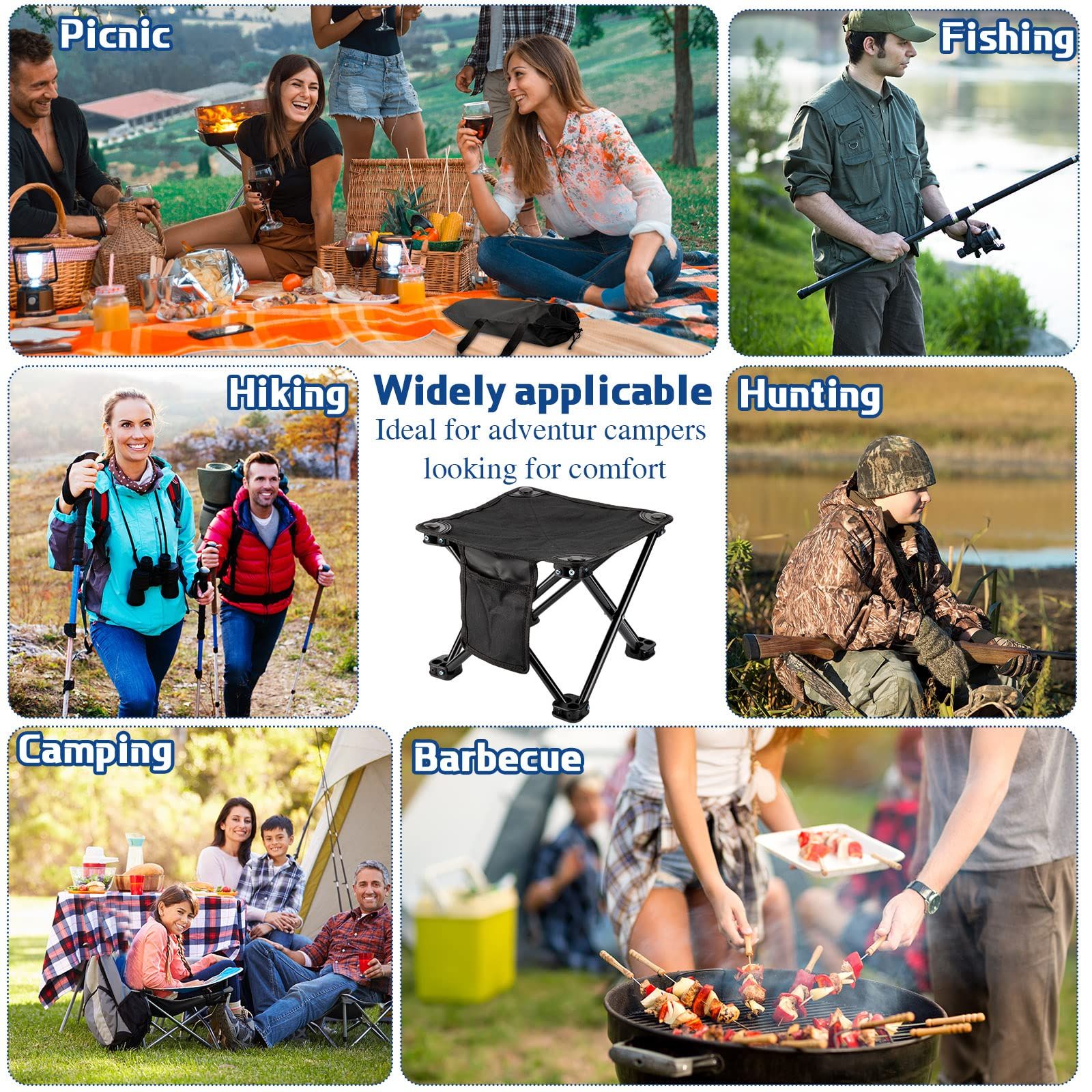2 Pcs Camping Stool Small Lightweight Sturdy Portable Stool with Side Pocket view 3